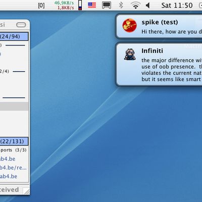 Psi on OS X showing Growl notifications