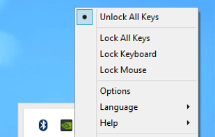 You can right click the Keyfreeze icon in the System Tray to see more options. For example, you can lock the mouse or keyboard with a single click.