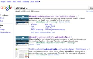 Search page with previews and page rankings