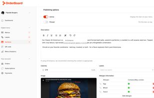 Editing a menu item