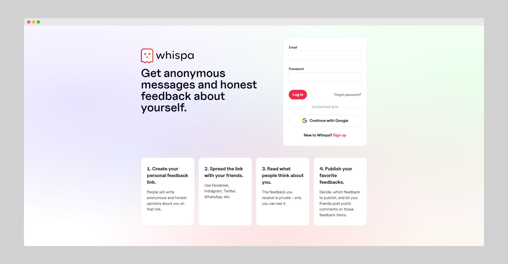 Whispa: / Get anonymous messages and honest feedback about yourself ...