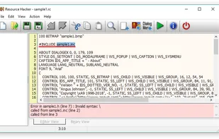 Compiling can be initiated either by opening an existing resource script file, or by creating one from scratch using Resource Hacker's editor.

A complete list of Resource-Definition Statements can be found here.

Additional features of Resource Hacker's compiler include: The #INCLUDE directive (to access definition statements in header files etc) can be nested to multiple levels, as can the #IF, and #IFDEF directives. #DEFINE, #UNDEF, #IF, #ELIF, #ELSE, #IFDEF, #IFNDEF, #INCLUDE, and #PRAGMA directives are all supported. Strings, between double-quote (") characters, may contain typical 'C' style backslashed 'escaped' characters — \t , \n , \\ , \" , \x, \u and \377 (octal). A double-quote within a string must be 'escaped' using either a preceding backslash or with another double-quote. Script comments are preceded either by double forward-slashes (//) or by a semi-colon (;). Filenam...