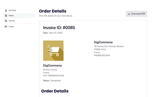 Account Page: Customer account dashboard for managing purchases and downloads.