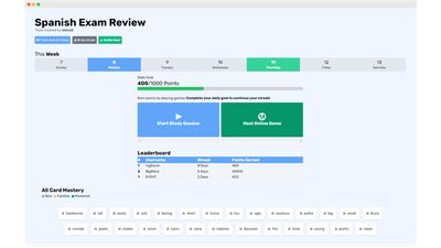 StudyKit Track page. Users can view their daily streak, content mastery, and leaderboard