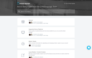 Dedicated support and knowledge base website: http://support.embedsignage.com