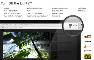 Turn Off the Lights Chrome extension - For YouTube, Vimeo, etc. With option to AutoHD YouTube (720,1080p,4K), Night Mode and more