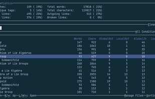 Select view of all indexed notes