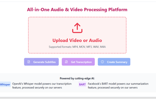 Turn any video or audio file into accurate subtitles, transcripts, and AI-powered summaries using Whisper and BART.