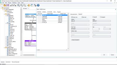 SB Data Generator's intuitive GUI provides a simple way to visualize the data model to understand the schema before populating the database with test data.
