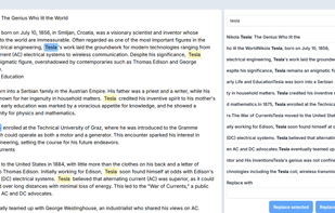Find and Replace, allowing users to select and replace only certain matches