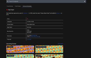 An example of the "Technical Information" tab on a page of an emoji.
