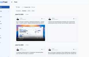 List view of different statuses