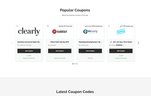 Popular coupon codes section