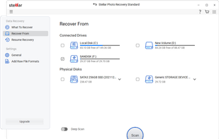 Select the drive or foder location and click 'Scan'