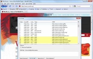 List of HTML Links on a web page