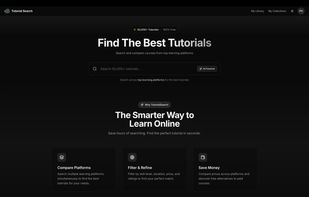 tutorialsearch.io Homepage dark mode