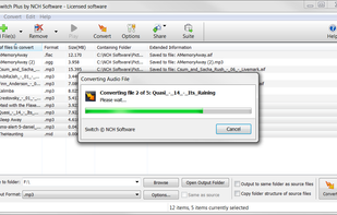 Switch Audio and Mp3 Converter Audio - Conversion in Process