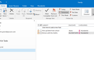 Wunderlist for Outlook screenshot 1