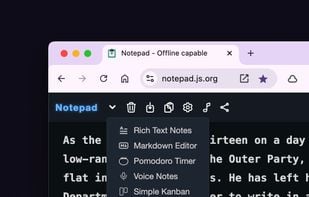 Notepad.js screenshot 1