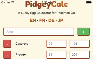 PidgeyCalc screenshot 1