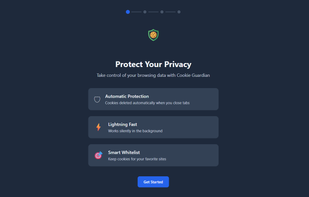 Welcome screen highlighting automatic protection, lightning-fast performance, and smart whitelist features