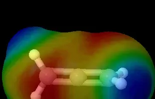 The electrostatic potential of allene mapped onto a translucent surface