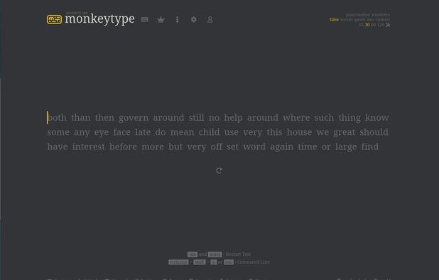 Monkeytype: Minimalistic typing test, featuring many test modes, an ...