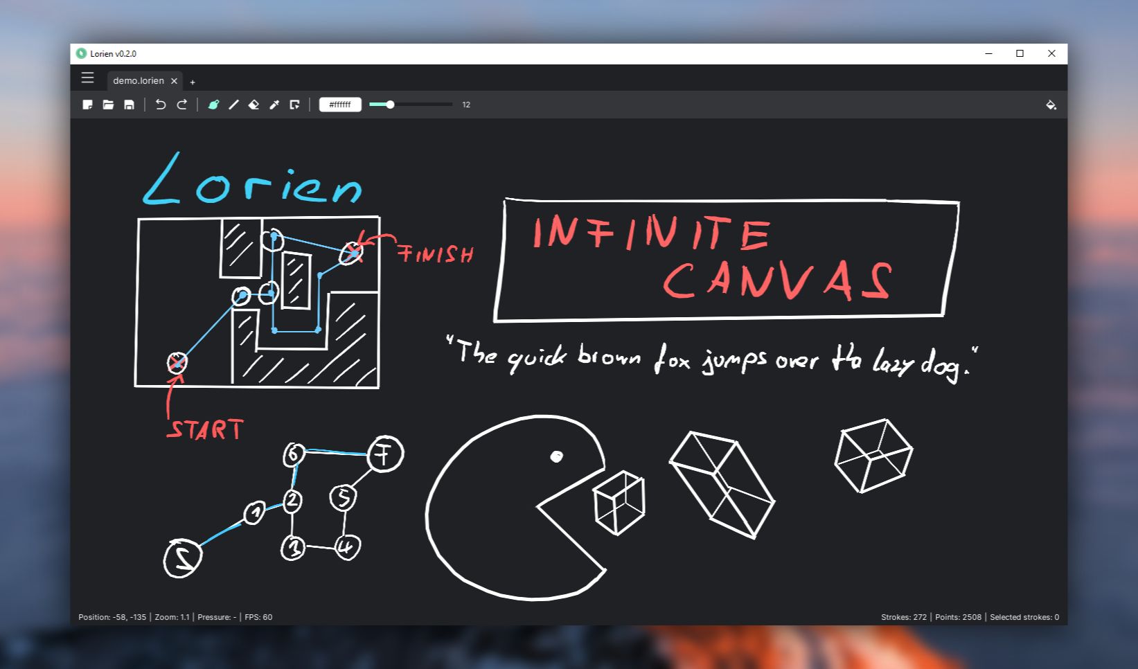 Lorien Infinite canvas drawing/notetaking app for Windows, Linux and