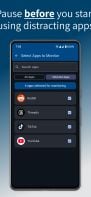 Select distracting apps to pause
