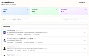 - 500+ leads found daily
- Quality scoring for each lead
- Detailed profile information
- Export to CSV functionality