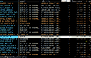 VisiData screenshot 1