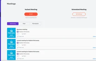 Workspace meetings page