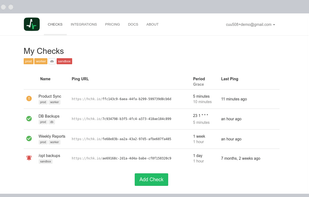 Healthchecks.io screenshot 1