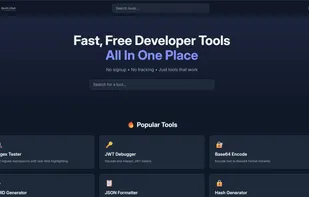 DevUtilHub provides 24+ free online developer tools including regex tester, Base64 encoder/decoder, JWT debugger, JSON formatter, hash generators, and more. All tools run entirely in your browser for maximum privacy and speed. No signup required.