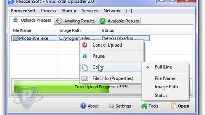 PhrozenSoft VirusTotal Uploader screenshot 1
