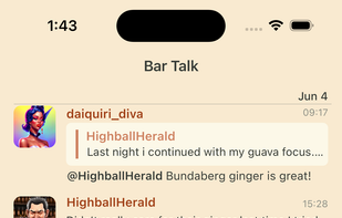 Chat with others and share recipes and spirits