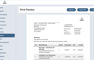 Generate bills, invoices, lettters, delivery notes