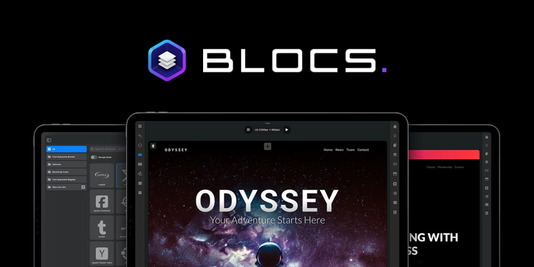 Blocs for iPad 1.4 adds an SVG icon manager, CSS transform support, and new templates image