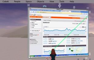 Two users' avatars accessing a single VNC session within a secure and collaborative Open Cobalt space