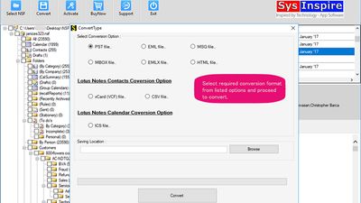 Conversion option by SysInspire NSF PST Converter