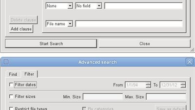 The two tabs in the advanced search dialog