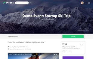 Picatic Event Pages. Promote your unique event page link and sell tickets or collect registrations.