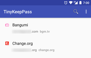 TinyKeePass screenshot 1