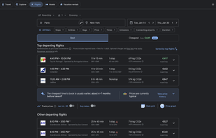 Google Flights screenshot 1