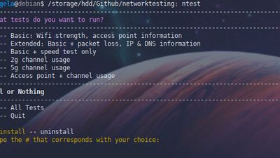 Main menu to select the tests you want to perform on your network