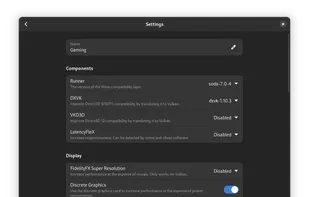 Screenshot of the Settings window, with multiple settings to tweak the Windows environment.