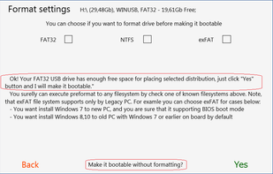 Click "Next" and choose new file system, if necessary.