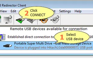In the list of available USB devices choose the needed one and press Connect.