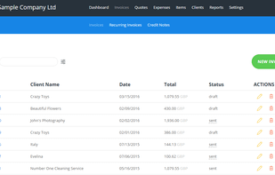 InvoiceBerry invoices list