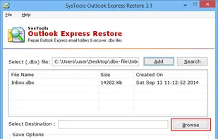 SysTools Outlook Express Restore screenshot 2